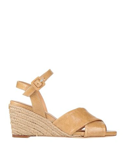 Paloma Barceló Woman Espadrilles Camel Size 7 Soft Leather In Beige