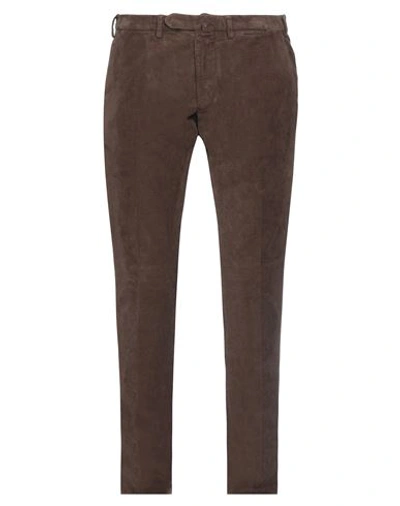 Santaniello Man Pants Dark Brown Size 38 Cotton, Elastane