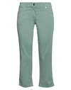 Jacob Cohёn Woman Cropped Pants Light Green Size 29 Cotton, Elastane, Soft Leather