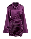 ACTUALEE ACTUALEE WOMAN MINI DRESS DEEP PURPLE SIZE 8 POLYESTER