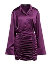 Actualee Woman Short Dress Deep Purple Size 8 Polyester In Purple