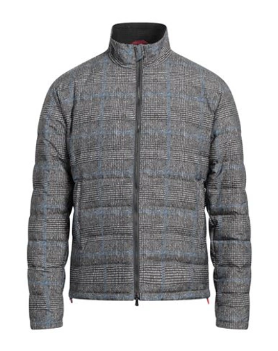 Isaia Man Down Jacket Lead Size 46 Polyester In Grey