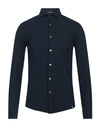 Drumohr Man Shirt Navy Blue Size S Cotton, Linen