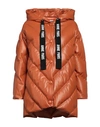 Annie Paris Woman Down Jacket Rust Size 8 Polyester, Polyurethane In Red