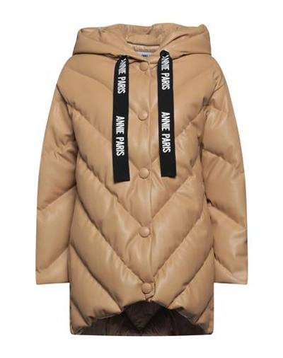 Annie Paris Woman Puffer Camel Size 8 Polyester, Polyurethane In Beige