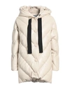 Annie Paris Woman Puffer Beige Size 8 Polyester, Polyurethane