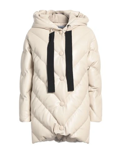 Annie Paris Woman Puffer Beige Size 8 Polyester, Polyurethane