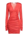 Vicolo Woman Mini Dress Red Size L Polyester, Elastane