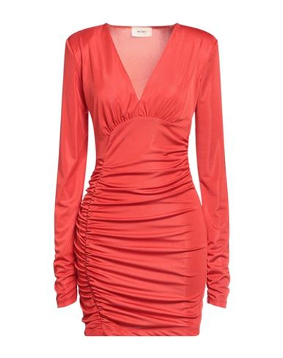 Vicolo Woman Mini Dress Red Size M Polyester, Elastane