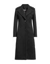 La Fille Des Fleurs Woman Coat Black Size S Cotton, Polyester, Elastane