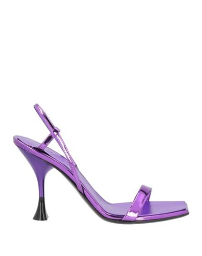 3juin Woman Sandals Purple Size 10 Soft Leather