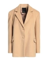 YES LONDON YES LONDON WOMAN BLAZER CAMEL SIZE 10 POLYESTER, VISCOSE