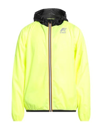 K-way Man Jacket Acid Green Size L Polyamide In Green