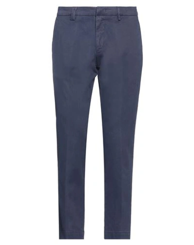 Gabardine Man Pants Navy Blue Size 38 Cotton, Elastane