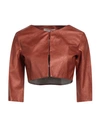 Rinascimento Woman Jacket Rust Size Xs Viscose, Polyurethane Coated In Red