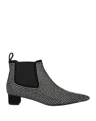 Eddy Daniele Woman Ankle Boots Black Size 7 Soft Leather, Swarovski Crystal