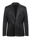 PAOLO PECORA PAOLO PECORA MAN BLAZER BLACK SIZE 38 LINEN, COTTON, VISCOSE