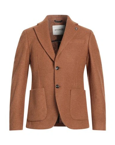 Officina 36 Man Blazer Camel Size 40 Polyester, Virgin Wool, Acrylic In Beige