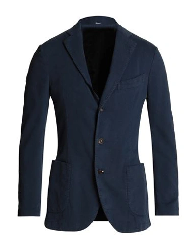 Drumohr Man Suit Jacket Navy Blue Size 48 Cotton, Elastane In Navy Blue