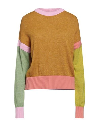 Oof Woman Sweater Mustard Size L Acrylic, Polyamide, Mohair Wool, Wool In Yellow