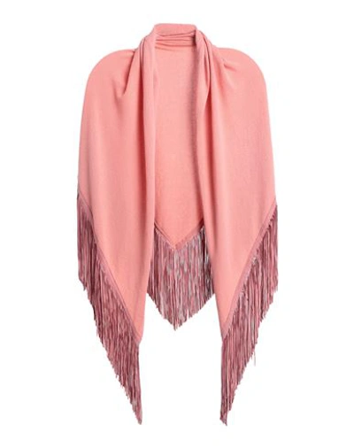 Mixik Woman Scarf Blush Size - Cashmere, Soft Leather In Pink