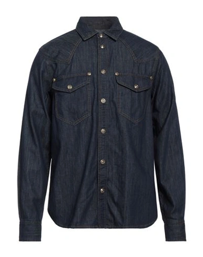 Versace Jeans Couture Denim Shirts In Blue