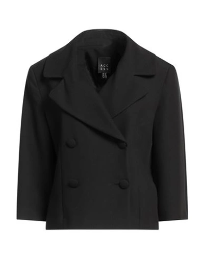 Access Fashion Woman Suit Jacket Black Size Xxl Polyester, Viscose, Elastane