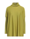 Shirtaporter Woman Turtleneck Acid Green Size 14 Merino Wool