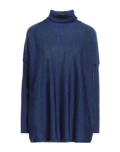 Shirtaporter Woman Turtleneck Midnight Blue Size 8 Merino Wool