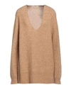 Momoní Woman Sweater Sand Size L Alpaca Wool, Polyamide, Elastane In Beige
