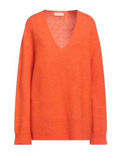 Momoní Woman Sweater Orange Size M Alpaca Wool, Polyamide, Elastane