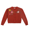 Il Gufo Embroidered Wool Cardigan In Red