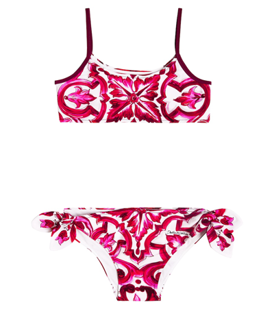 Dolce & Gabbana Kids' Majolica Print Bikini In Multicolor