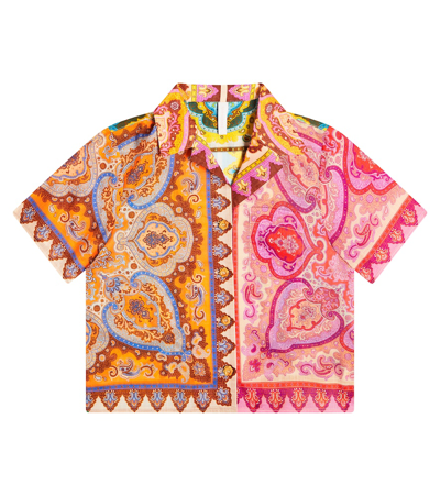 Zimmermann Kids' Halycon Paisley Cotton Shirt In Pink