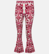 Dolce & Gabbana Maiolica Cropped Printed Silk-blend Flared Pants In Pink