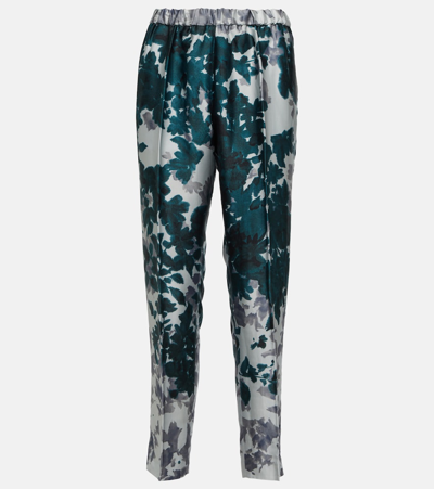 Dries Van Noten Printed Tapered Satin Trousers In Multicoloured