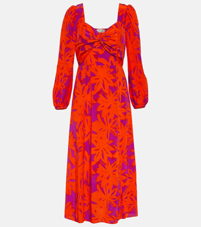 Diane Von Furstenberg Evie Floral Midi Dress In Orange