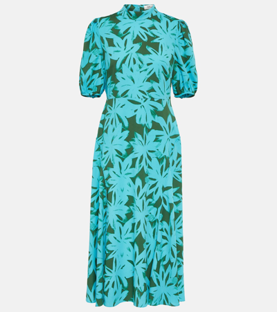 Diane Von Furstenberg Nella Floral-print Crepe De Chine Midi Dress In Blue