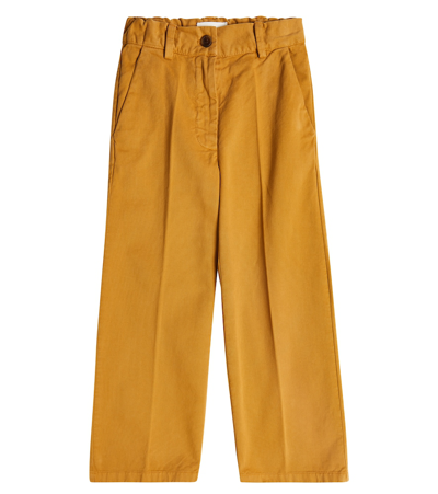 Morley Kids' Pleated Cotton Trousers In Yellow
