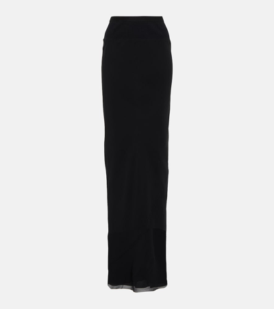 Rick Owens Gonna Silk Maxi Skirt In Black