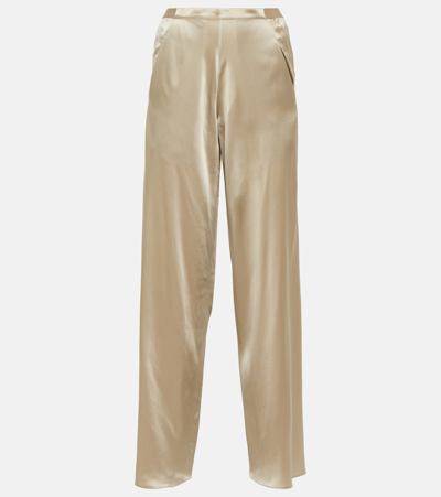 Christopher Esber Silk Bias Wide-leg Trousers In Gold