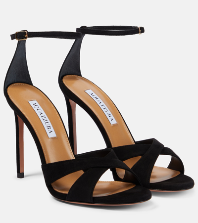 Aquazzura Divine 105 Suede Sandals In Black