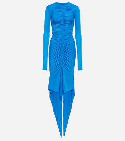 Alex Perry Marston Satin Midi Dress In Blue