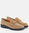 Tod's Women's Gomma Basso Suede T Chain Loafers In Beige