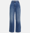 Brunello Cucinelli Wide-leg Blue Jeans With Whiskering Effect And Classic Five-pocket Design In Blue