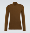 Lemaire Turtleneck Cotton Jersey Top In Brown