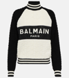 Balmain Monogram Jacquard Wool And Cotton-blend Sweater In Multicoloured