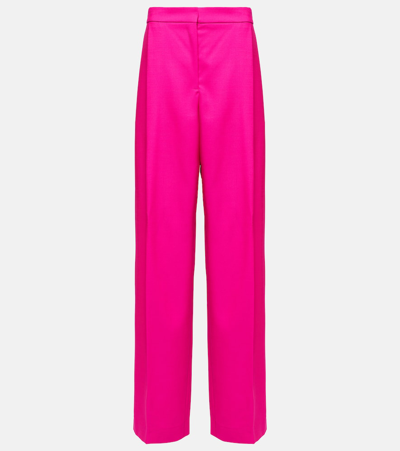 Oscar De La Renta Wide-leg Wool-blend Trousers In Pink