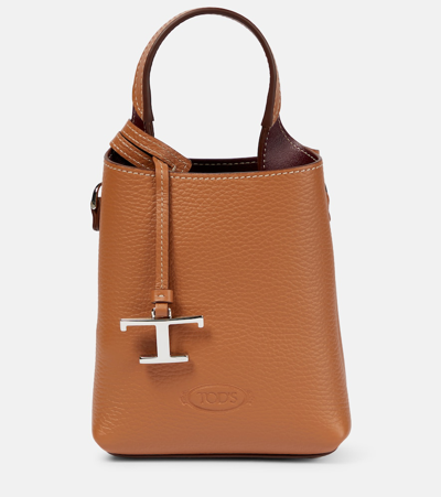 Tod's Apa Micro Leather Tote Bag In Brown