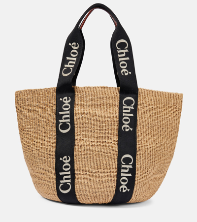 Chloé Large Woody Basket Bag In Black
